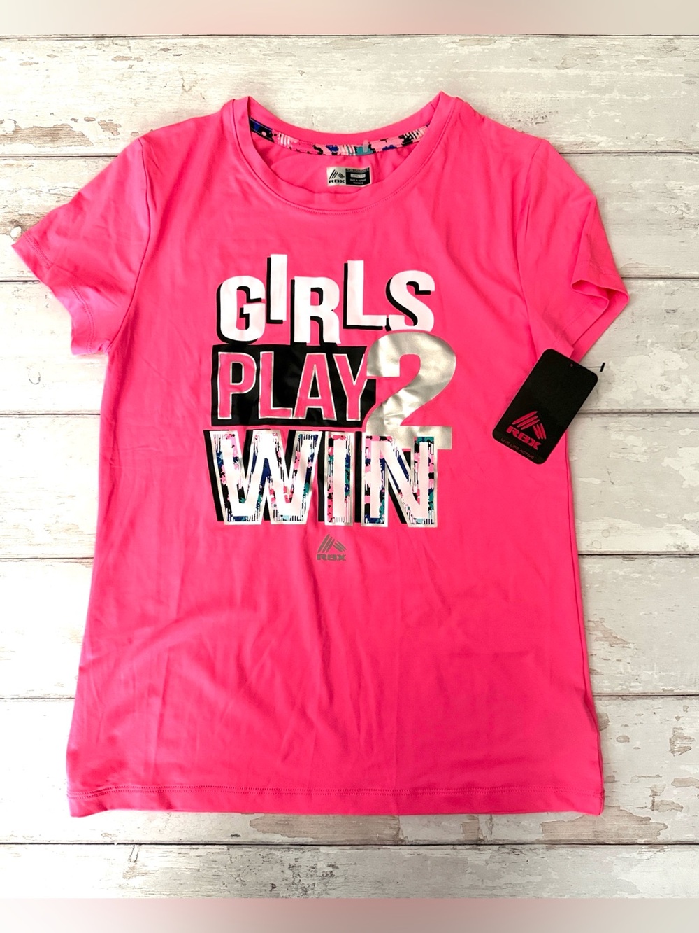 RBX Girls 14/16 Hot Pink Athleisure Sports Wear Top Short Sleeves Size 14 16